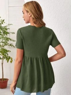 SHEIN Maternity Waffle Knit Peplum Tee