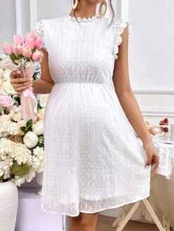 SHEIN Maternity Swiss Dot Guipure Lace Trim Dress -SHEIN STORE 168129718273999139258f2466bdb1667acc6086d2 thumbnail 405x552