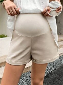 SHEIN Maternity Adjustable Waist Roll Up Hem Shorts -SHEIN STORE 1681354472020fd143c8873baecc2335cfdad9ef7b thumbnail 405x552
