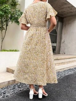 SHEIN Maternity Ditsy Floral Print Butterfly Sleeve Dress