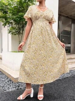 SHEIN Maternity Ditsy Floral Print Butterfly Sleeve Dress -SHEIN STORE 1681354530a27309071398ca56ec1dacae45c90247 thumbnail 405x552