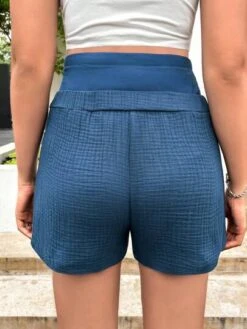 SHEIN Maternity Solid Adjustable Waist Belly Support Shorts