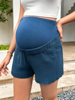 SHEIN Maternity Solid Adjustable Waist Belly Support Shorts -SHEIN STORE 168135455070e6ae87100e8674eaa3824b5baae45d thumbnail 405x552