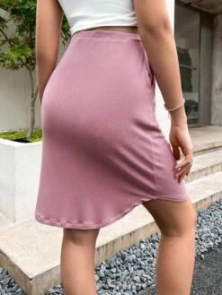SHEIN Maternity Adjustable Drawstring Waist Solid Skirt