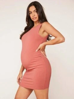 SHEIN BASICS Maternity Solid Bodycon Tank Dress -SHEIN STORE 1681357672700cc76a28940573791c7124299cb722 thumbnail 405x552