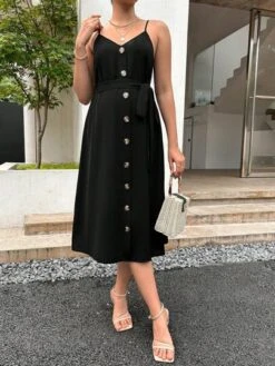 SHEIN Maternity Button Front Belted Cami Dress -SHEIN STORE 16813654253a4dca688c85885cd7bea0aafdb62d50 thumbnail 405x552