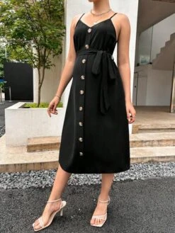 SHEIN Maternity Button Front Belted Cami Dress -SHEIN STORE 1681365434c18f48cc45e1f58a156b7dd7896feb0c thumbnail 405x552
