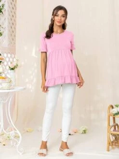 DEARCASE Maternity Ruffle Trim Peplum Tee -SHEIN STORE 1681367890cd0afbcf6b53076a309b1e090aaafb9a thumbnail 405x552