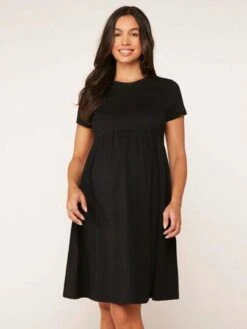 SHEIN BASICS Maternity 100% Cotton Solid A-line Dress -SHEIN STORE 1681369927f19c0dd621d7020fa96a7d3b685d4fe9 thumbnail 405x552