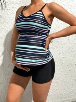 SHEIN Maternity Striped Bikini Swimsuit -SHEIN STORE 16814355727f207f66d10153c04da8155db3d1f43d thumbnail 405x552