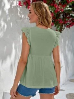 SHEIN Maternity Eyelet Embroidery Ruffle Hem Tee