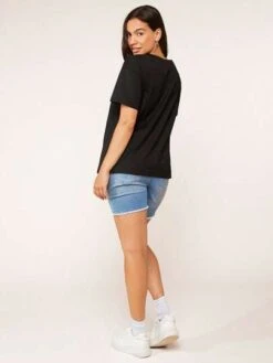 SHEIN BASICS Maternity 100% Cotton V-neck Drop Shoulder Solid Tee -SHEIN STORE 1681700990e336bc20c034d7bcb2331f80b2bcd38e thumbnail 405x552