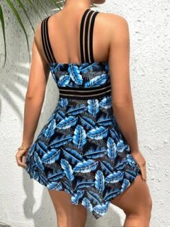 SHEIN Maternity Tropical Print Contrast Tape Bikini Swimsuit