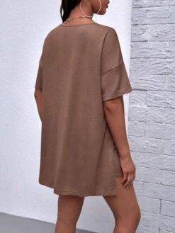 SHEIN Maternity Solid Split Hem Tee & Biker Shorts