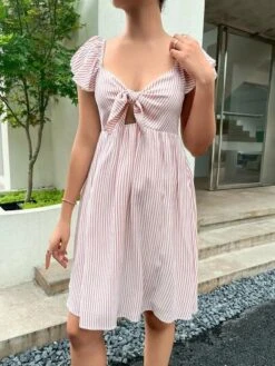 SHEIN Maternity Striped Print Knot Front Dress -SHEIN STORE 16817816884f85c9f7f392147bc7f771c734ec11d1 thumbnail 405x552