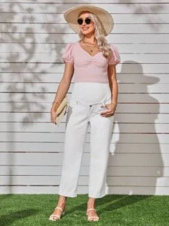 SHEIN Maternity Adjustable Wideband Waist Straight Leg Jeans -SHEIN STORE 168197592047c385ef8901034553da18bf47344655 thumbnail 405x552