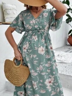 SHEIN Maternity Floral Print Butterfly Sleeve Belted Ruffle Hem Dress -SHEIN STORE 16820498704de7f3deca036430dafbe0cce40a75f5 thumbnail 405x552