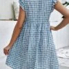 SHEIN Maternity Gingham & Ditsy Floral Print Ruffle Trim Smock Dress
