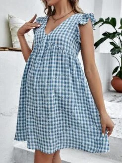 SHEIN Maternity Gingham & Ditsy Floral Print Ruffle Trim Smock Dress -SHEIN STORE 16820499984fd99bf0f15689d7b87697ae943dfd9e thumbnail 405x552