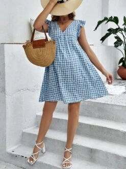 SHEIN Maternity Gingham & Ditsy Floral Print Ruffle Trim Smock Dress -SHEIN STORE 1682050002ea4ca555f36e322c05316e809cf37fa6 thumbnail 405x552
