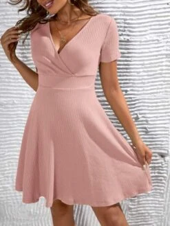 SHEIN Maternity Solid Ribbed Knit Surplice Neck Dress -SHEIN STORE 1682664792c4b3cabcfcffe984a6bda7726a05baa9 thumbnail 405x552