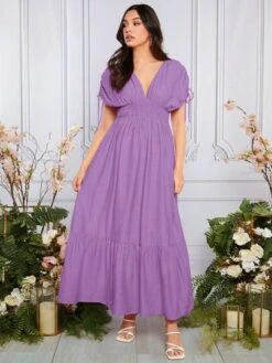 SHEIN Maternity Drawstring Batwing Sleeve Ruffle Hem Dress -SHEIN STORE 1683190284950cd11a9e47484ecf39a5478b333476 thumbnail 405x552