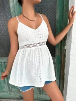 SHEIN Maternity Eyelet Embroidery Cami Top -SHEIN STORE 1683201125dabe950eb8682af0ddb0b9be4ee86659 thumbnail 405x552