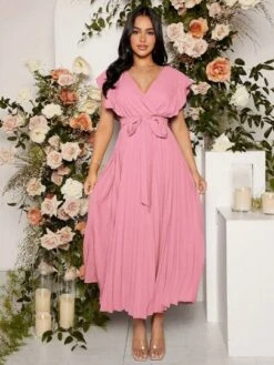 SHEIN Maternity Ruffle Trim Pleated Belted Dress -SHEIN STORE 168325739321f1c4a64cc31b4cc896f1109689ddf5 thumbnail 405x552