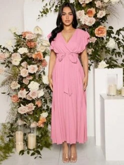 SHEIN Maternity Ruffle Trim Pleated Belted Dress -SHEIN STORE 16832573968bf539bb543dd5554824735a79ab543b thumbnail 405x552