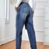 SHEIN Maternity Wideband Waist Ripped Frayed Straight Leg Jeans