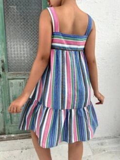 SHEIN Maternity Striped Print Ruffle Hem Cami Dress