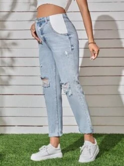 SHEIN Maternity High Waist Ripped Mom Fit Jeans -SHEIN STORE 1683628369ca25ad833d728261ce9a62d1e8a304a0 thumbnail 405x552