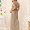 DEARCASE Maternity Solid Surplice Neck Dress