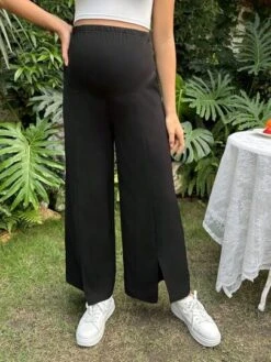 SHEIN Maternity Adjustable Waist Split Hem Wide Leg Pants -SHEIN STORE 168386639072336ea6ec51f5ed15fa388e49022b45 thumbnail 405x552