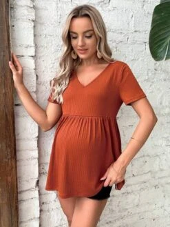 SHEIN Maternity Ribbed Knit Peplum Tee -SHEIN STORE 1683872446594a72f99a1b0dfca0eb8ff8e036a926 thumbnail 405x552