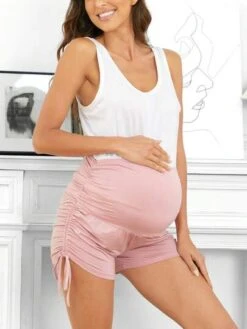 Maternity Wide Waistband Drawstring Ruched Side Biker Shorts -SHEIN STORE 16839504276298b032101b613278eb6b5ab32efecc thumbnail 405x552