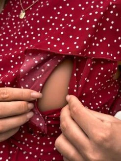 SHEIN Maternity Polka Dot Print Butterfly Sleeve Belted Nursing Blouse -SHEIN STORE 168411565570cc7cf2422029e6b22440da9e4ac005 thumbnail 405x552