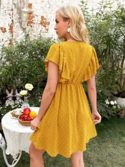 SHEIN Maternity Swiss Dot Ruffle Trim Dress