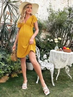 SHEIN Maternity Swiss Dot Ruffle Trim Dress -SHEIN STORE 1684119493f035bebb77ce2d03ad94b379f87c53e1 thumbnail 405x552