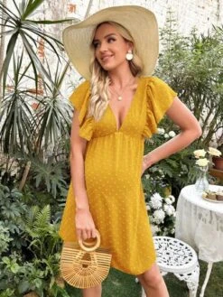 SHEIN Maternity Swiss Dot Ruffle Trim Dress -SHEIN STORE 16841194983fec59073a11725677123a382e9a6111 thumbnail 405x552