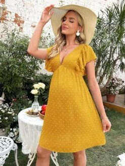 SHEIN Maternity Swiss Dot Ruffle Trim Dress -SHEIN STORE 1684119504d9668e38f41a554f1d03553cb7aa94dc thumbnail 405x552