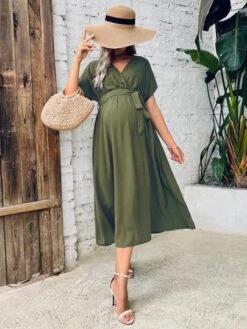 SHEIN Maternity Batwing Sleeve Split Thigh Belted Dress -SHEIN STORE 1684393889af0c1cb6edd4099b0de6065913735664 thumbnail 405x552