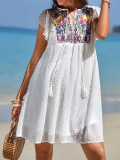 SHEIN Maternity Floral Embroidery Butterfly Sleeve Swiss Dot Smock Dress -SHEIN STORE 1684930577035af8dbabbad460f3b45c47becf8f52 thumbnail 405x552