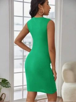 SHEIN Maternity Twist Front Ribbed Knit Bodycon Dress