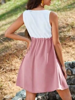 SHEIN Maternity Two Tone Drawstring Waist Dress