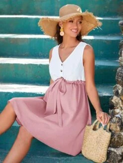 SHEIN Maternity Two Tone Drawstring Waist Dress -SHEIN STORE 16855050875db8cb94e0cd6388570c2c0d34f7afd1 thumbnail 405x552