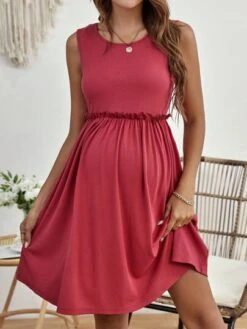 SHEIN Maternity Solid Frill Trim Dress -SHEIN STORE 16855984523ed5482c381074542ccdc86c44079ed5 thumbnail 405x552