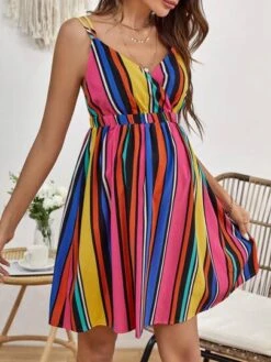 SHEIN Maternity Striped Print Crisscross Backless Cami Dress -SHEIN STORE 1685605643cb2499d0514fe96022e3e5386ff83aed thumbnail 405x552