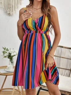SHEIN Maternity Striped Print Crisscross Backless Cami Dress -SHEIN STORE 16856056460cb3c4546d5b859e61556a465fd3d8e6 thumbnail 405x552