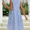 SHEIN Maternity Striped Print Half Button Dress
